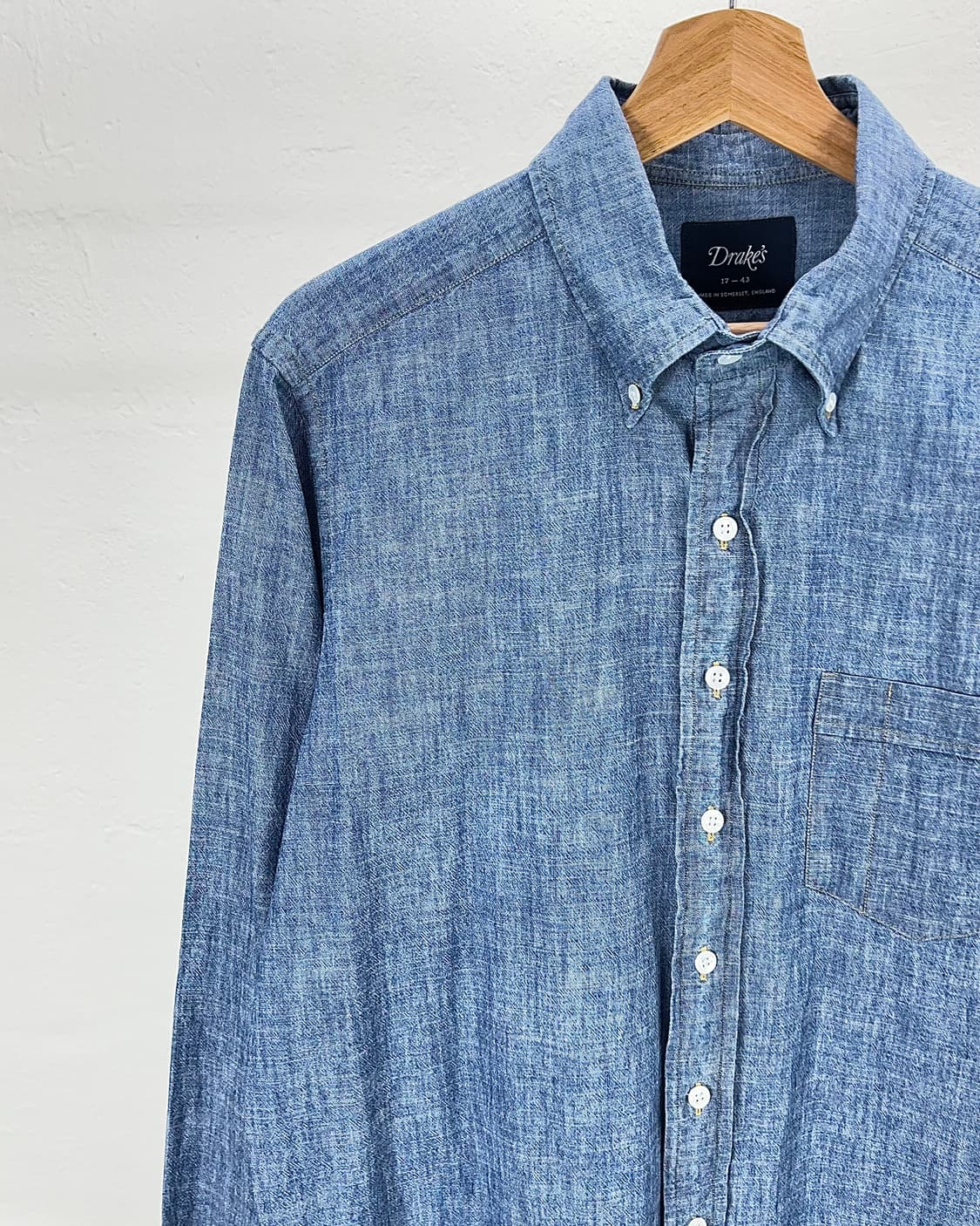 드레익스 샴브레이 버튼 다운 원 포켓 코튼 셔츠 상품이미지2