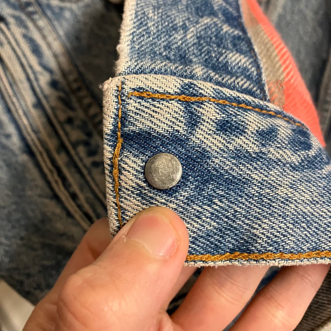 N16 90s usa 리바이스 플란넬 안감 데님 청자켓 70417 상품이미지5