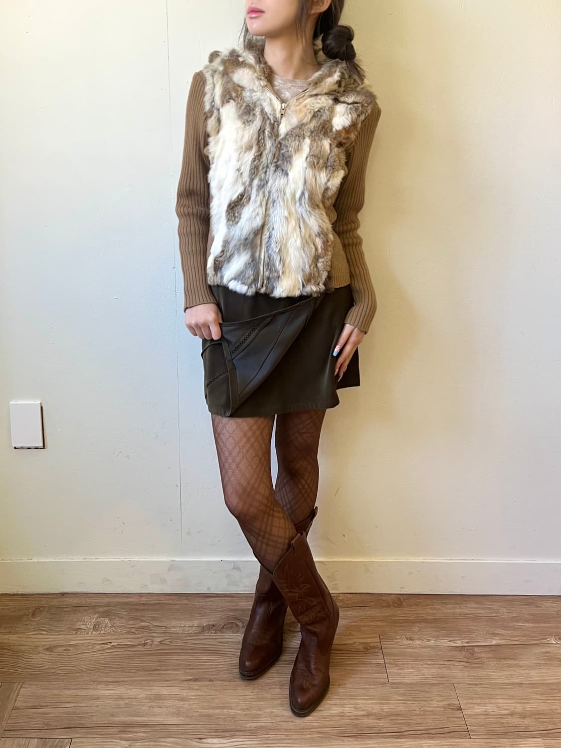 Japan Vtg 올리브미니 스커트 상품이미지6