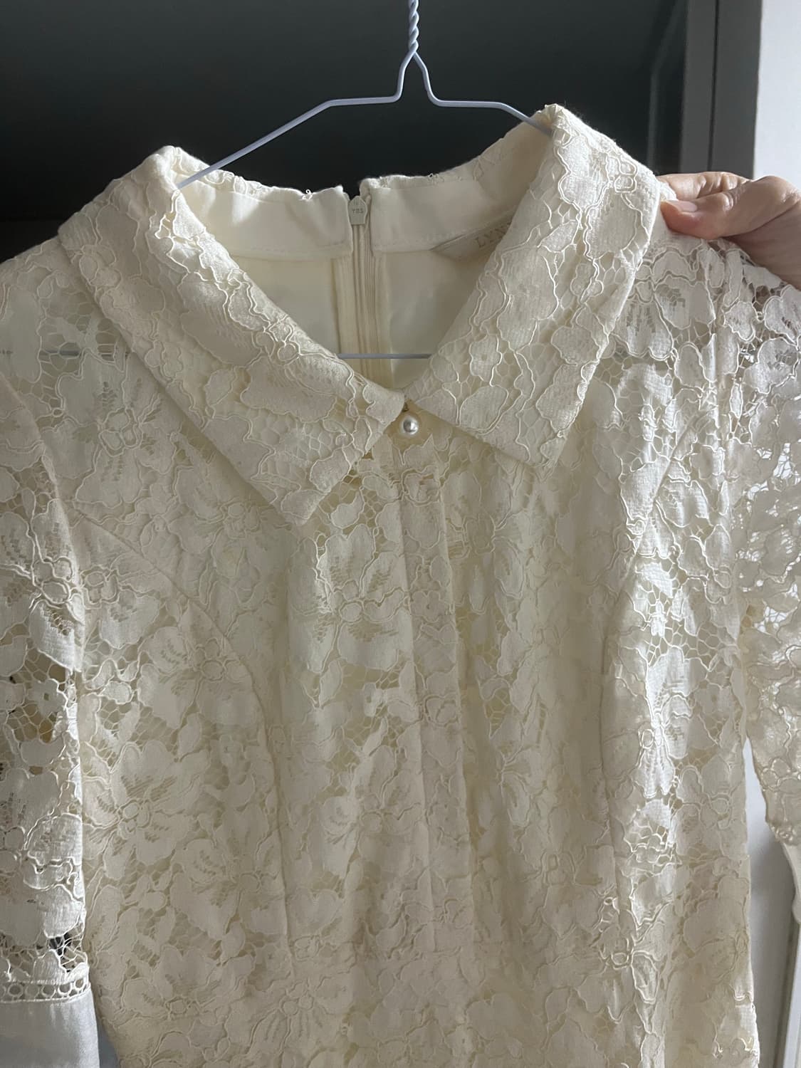 린 화이트 진주 레이스 원피스  상품이미지3