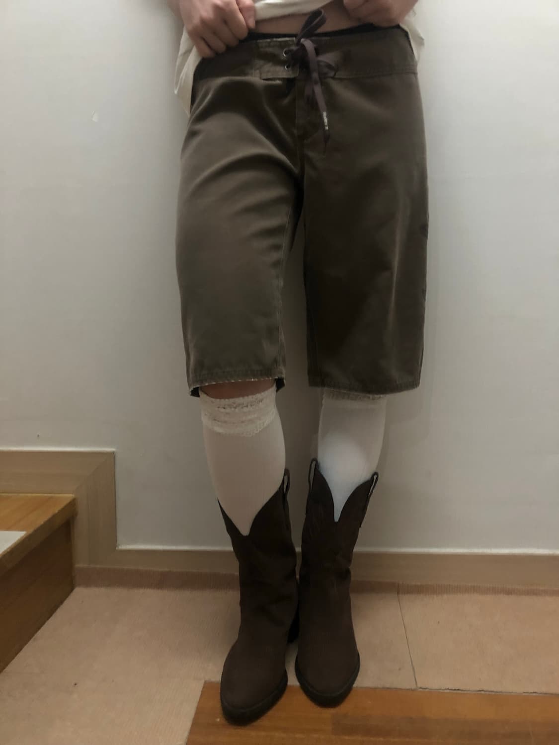 빈티지 브라운 레터링 버뮤다 팬츠 상품이미지4