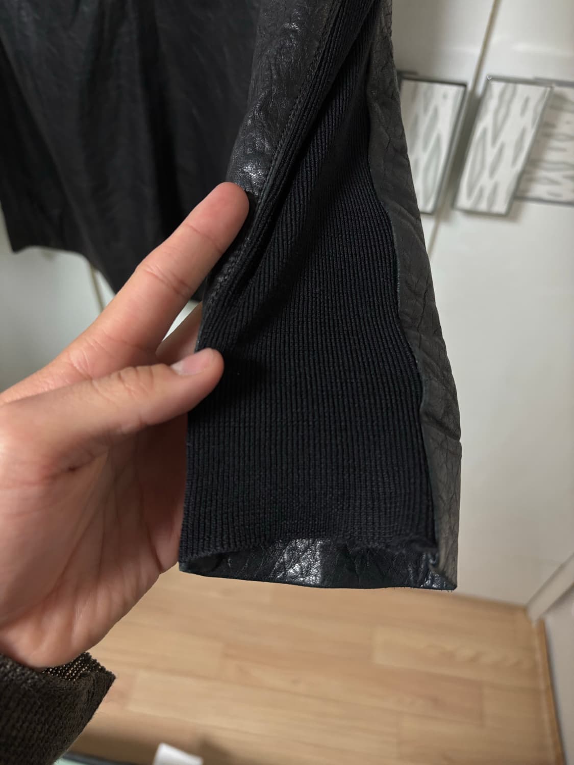 릭오웬스 사선 하이넥 레더코트 상품이미지9