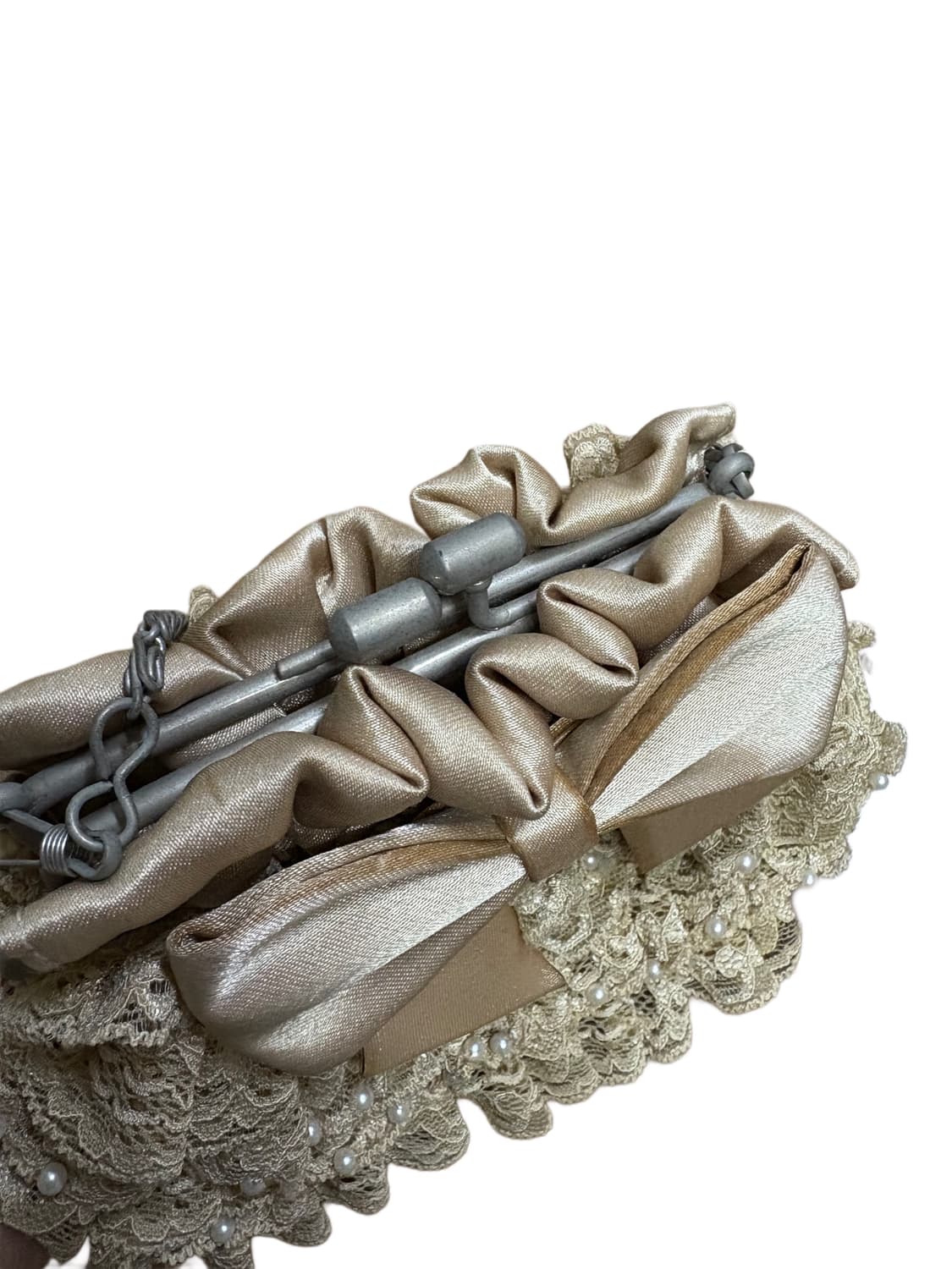 갸루 레이스 프릴 새틴리본 미니핸드백 상품이미지3