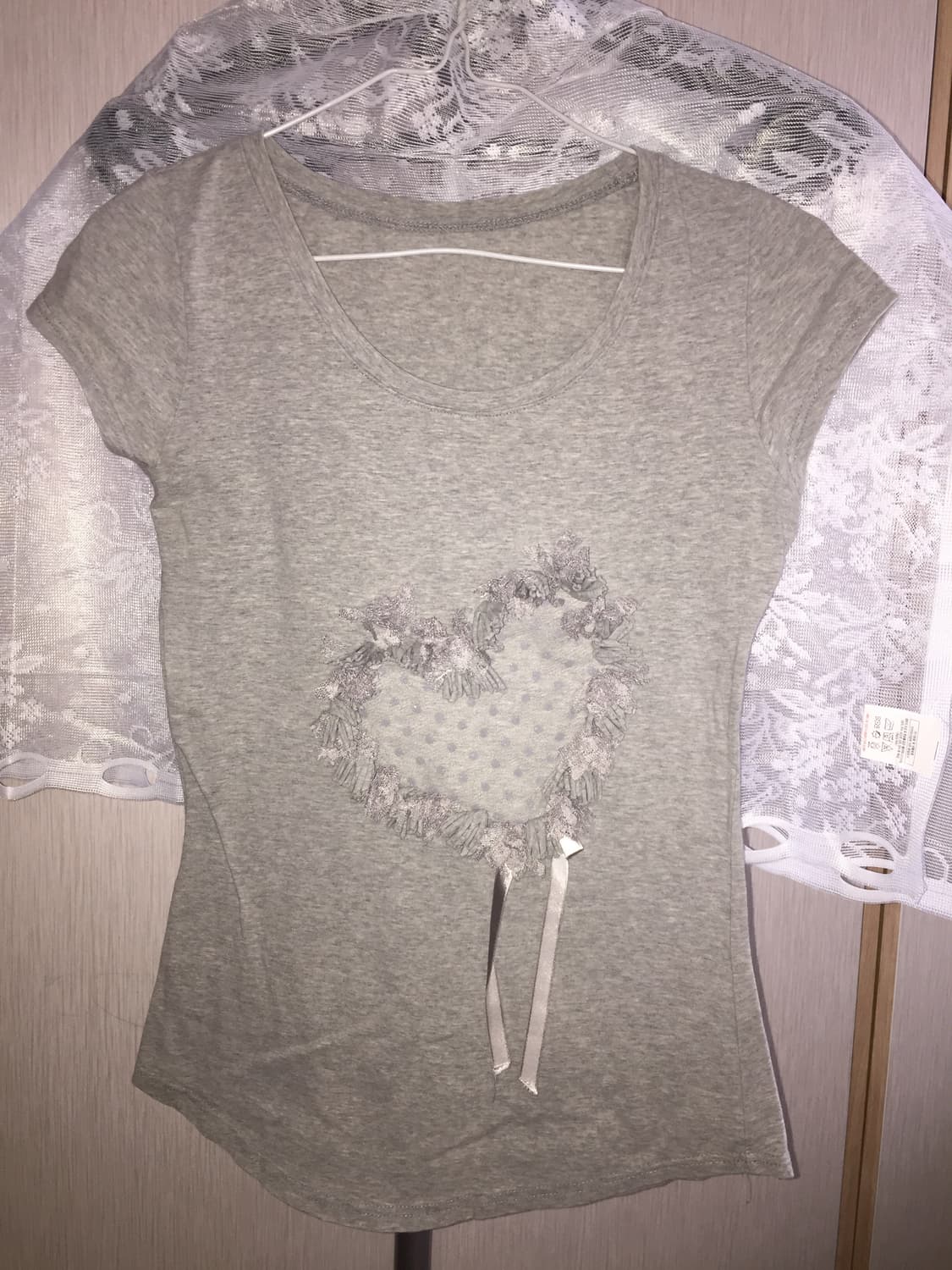 하트 프릴 리본 빈티지 반팔 상품이미지1