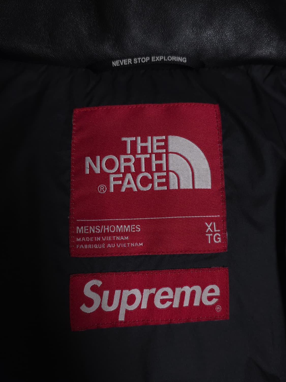 [XL] 슈프림 노스페이스 레더 눕시 패딩 블랙 상품이미지7