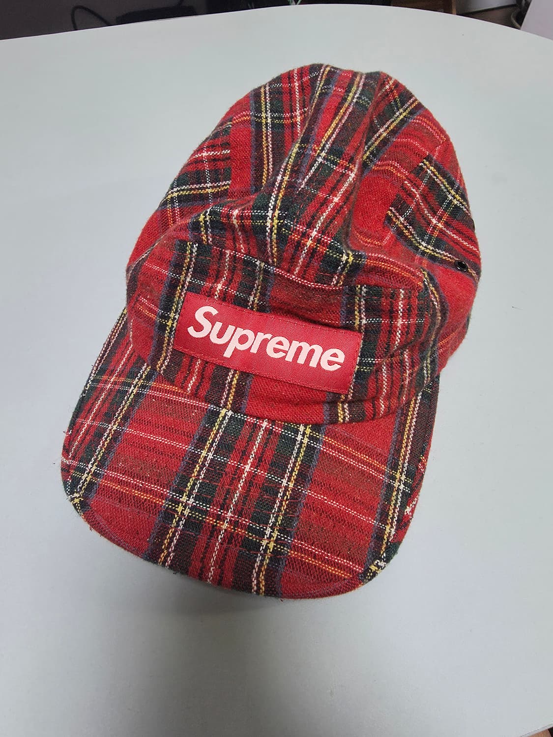 슈프림 08fw 타탄 체크 캠프캡 레드 상품이미지1