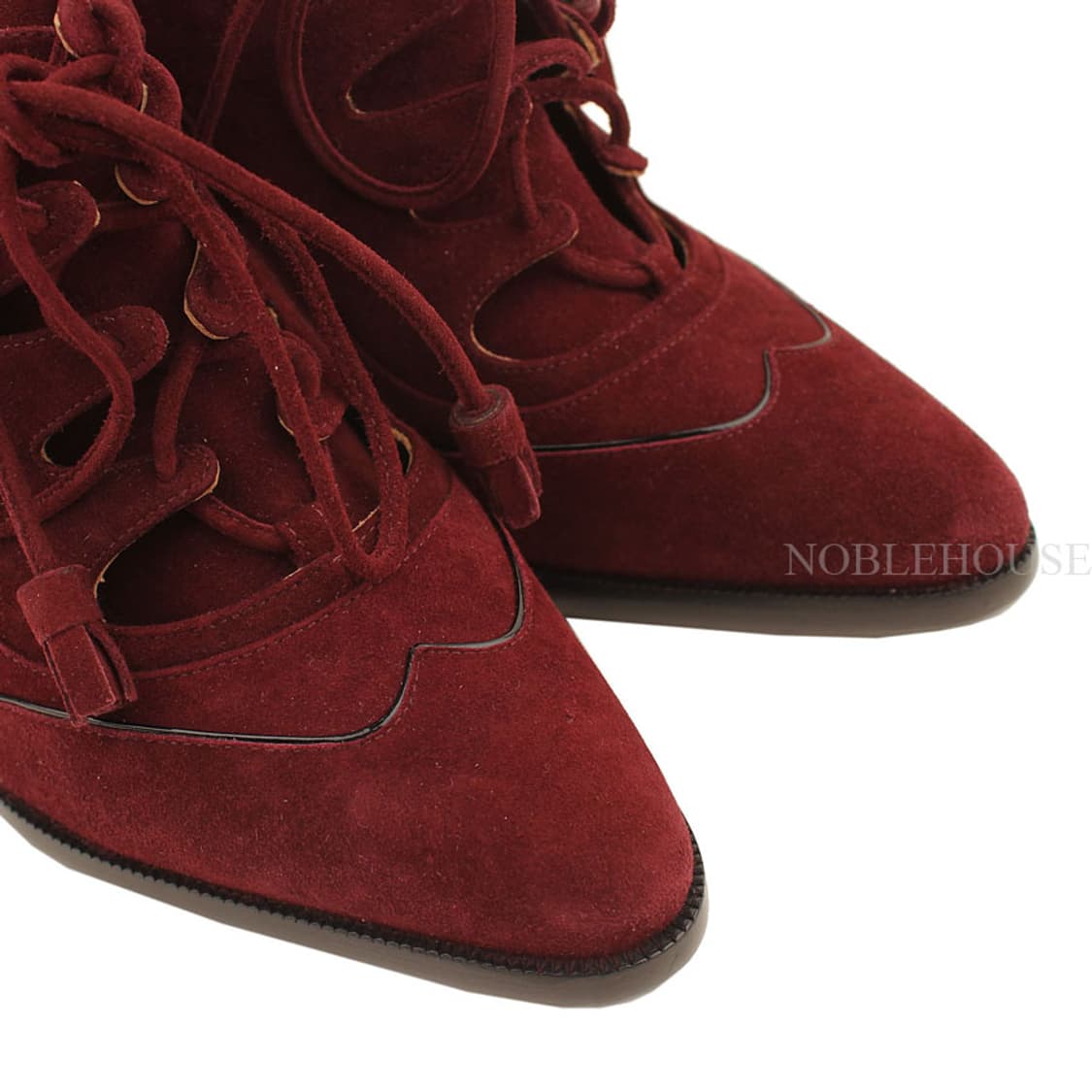 에르메스 버건디 스웨이드 레이스업 부티 36 상품이미지6