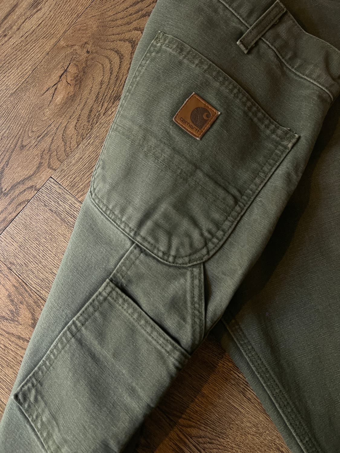[34]칼하트 USA 더티워싱 모스그린 싱글니 카펜터 워크 팬츠 상품이미지8