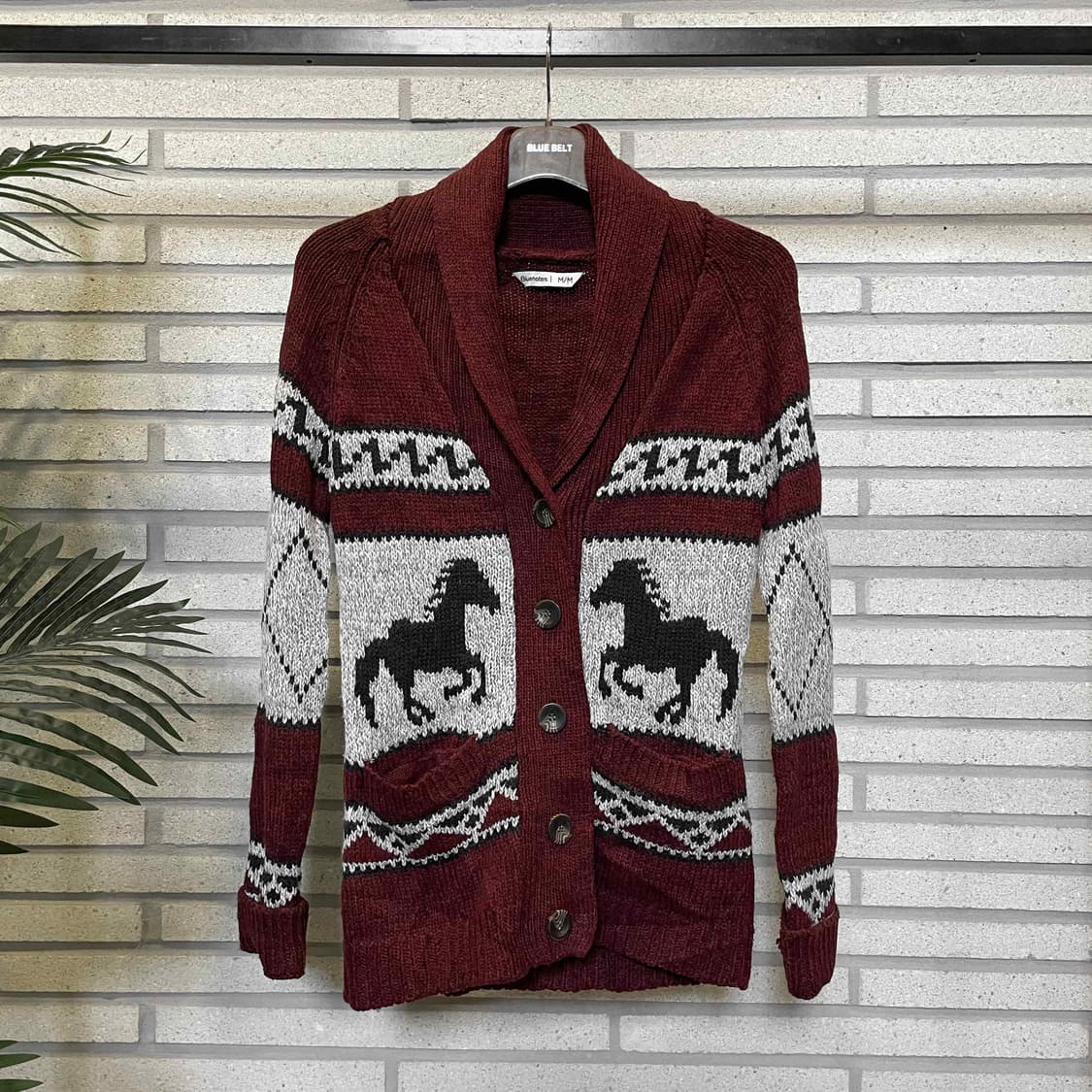 CANADA VINTAGE 코위찬 니트 가디건 그래픽 패턴 디테일 레드 상품이미지2