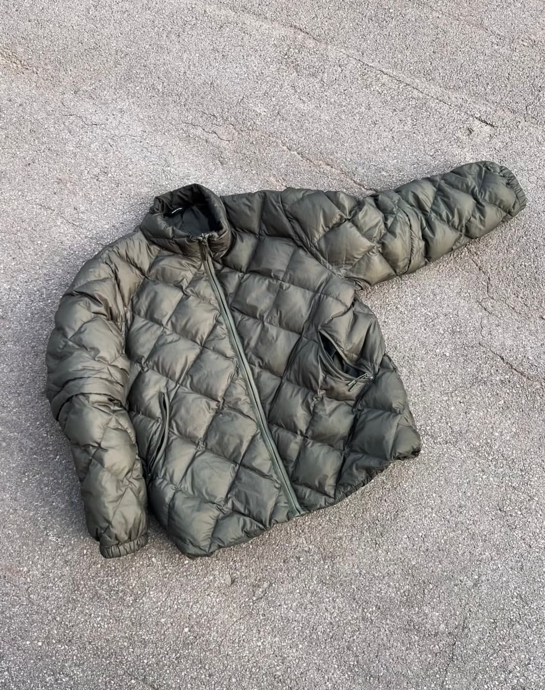 [L] 하이킹패트롤 경량 패딩 카키 라이트다운 디테처블 슬리브 자켓 그린 상품이미지1