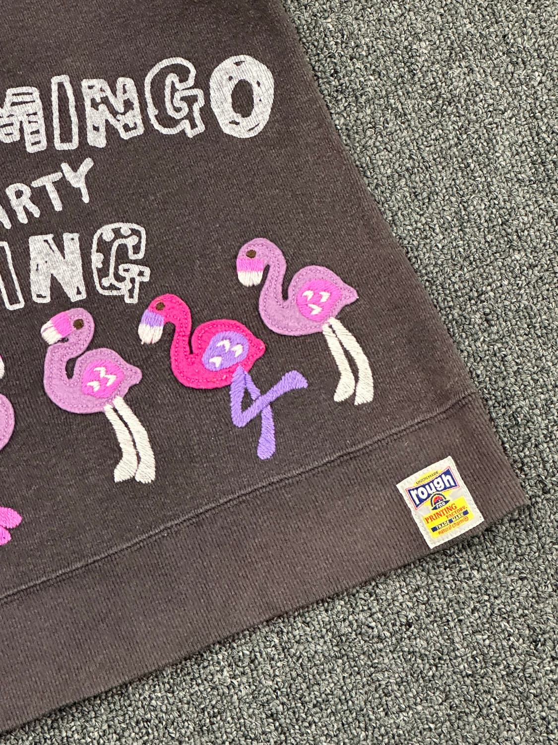 OS)rough vintage 여성 플라밍고 패치 반팔 상품이미지6