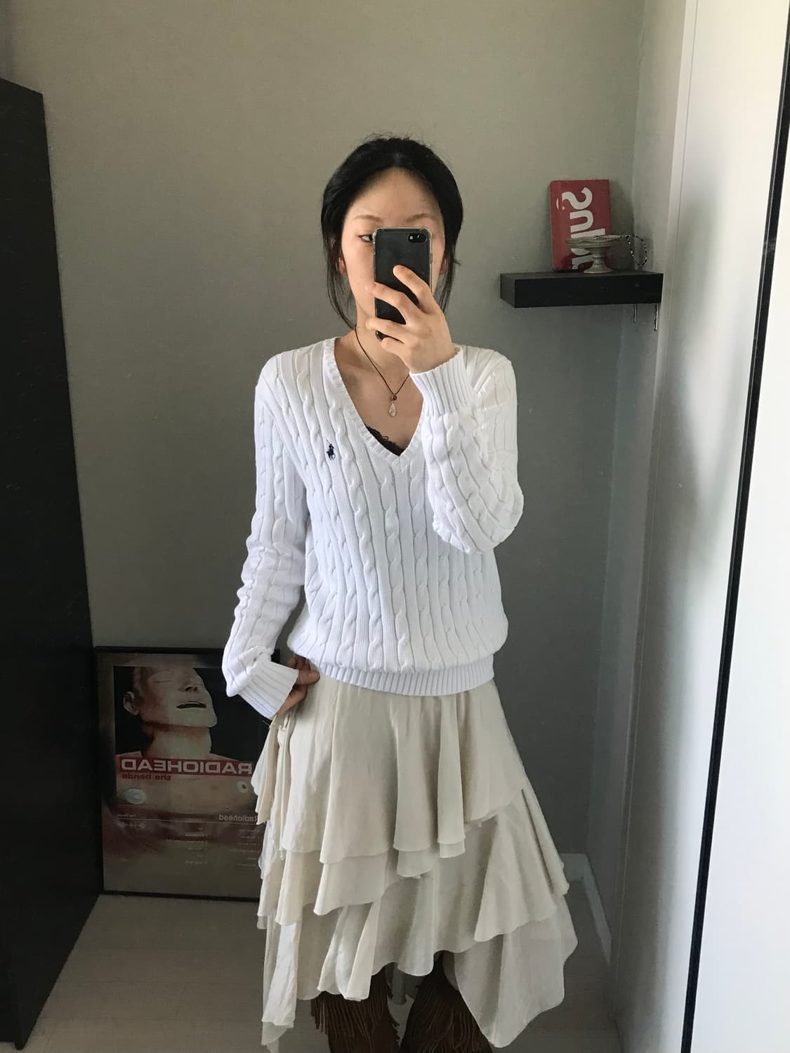 폴로 랄프로렌 포니로고 QR코드택 케이블 브이넥 니트 상품이미지3