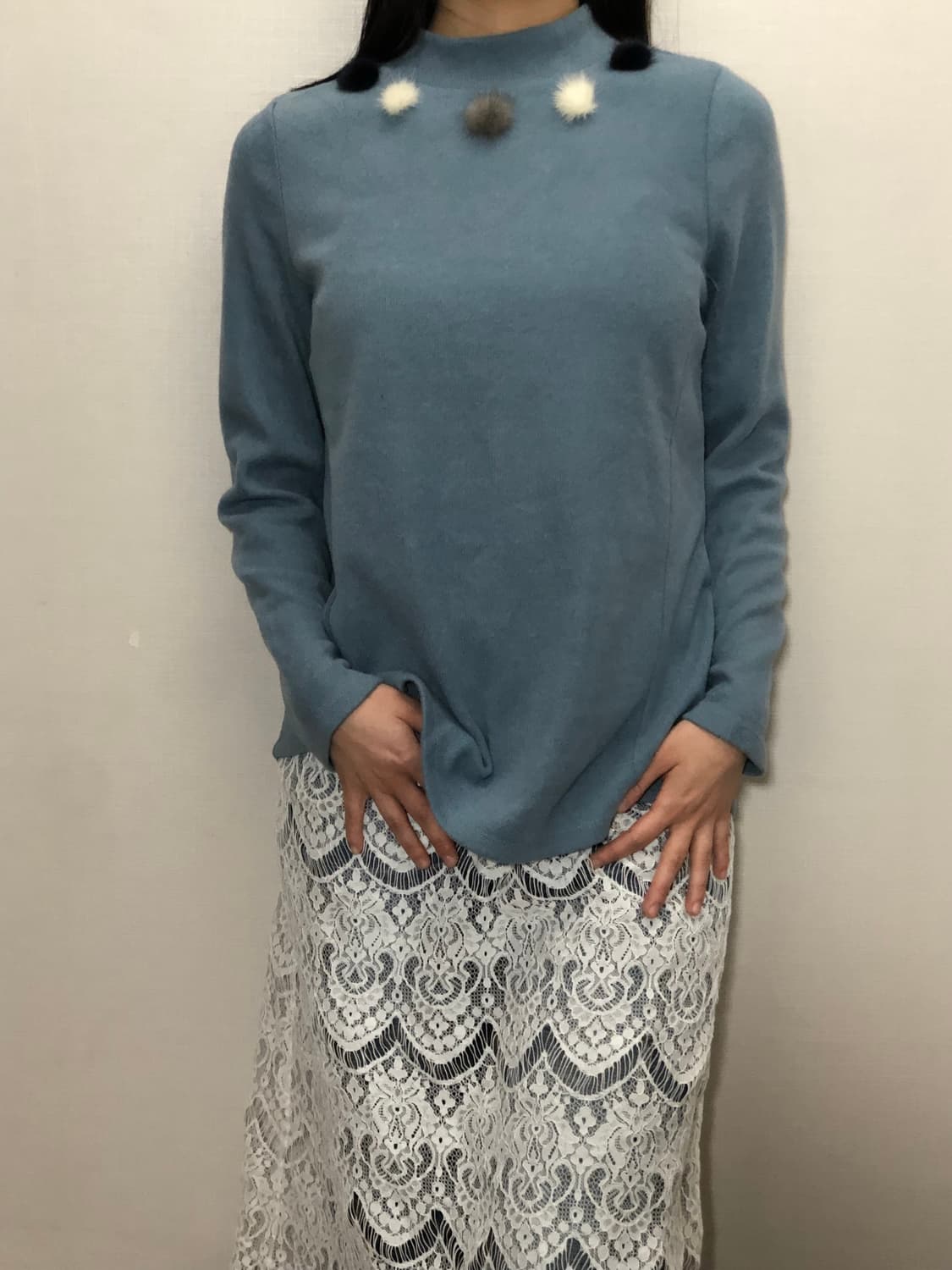 빈티지 파스텔 블루 니트 상품이미지5