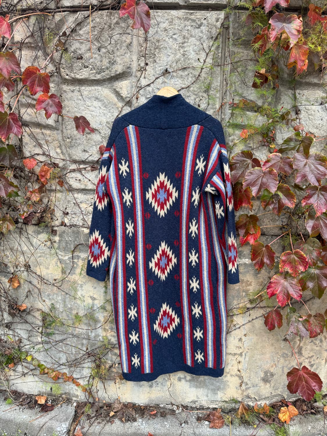 Ungrid 나바호 문양 패턴 콘쵸버튼 치마요 니트 코트 상품이미지2