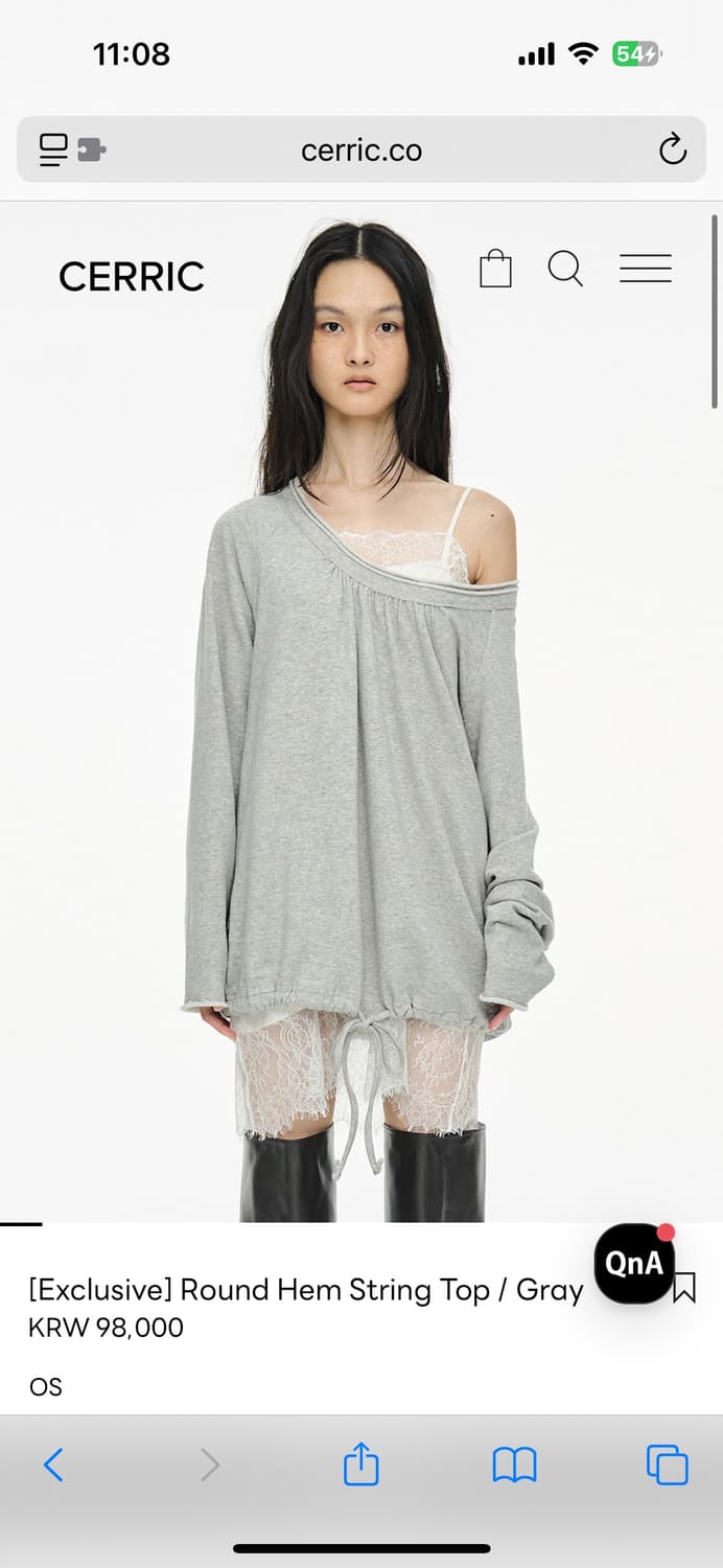 세릭 Round Hem String Top 라운드 헴 스트링 탑 그레이 상품이미지1