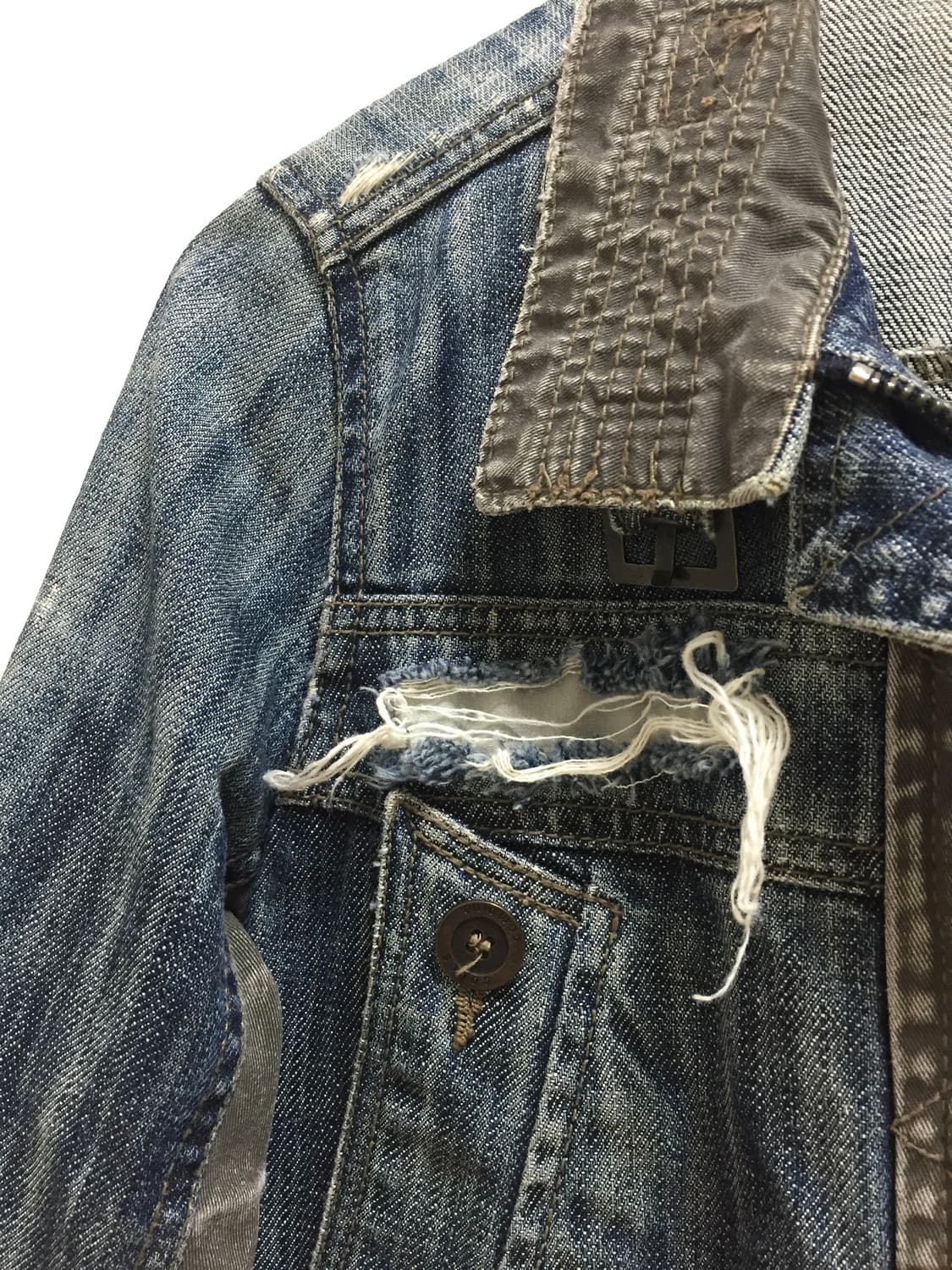 코데즈컴바인 빈티지 데미지 버클 데님 자켓 상품이미지4