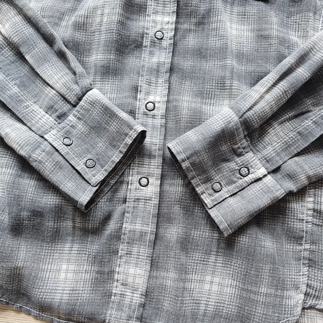 완료M 95 MALE&CO 웨스턴 여름 긴팔 체크 셔츠 시스루 남자 여자 상품이미지3