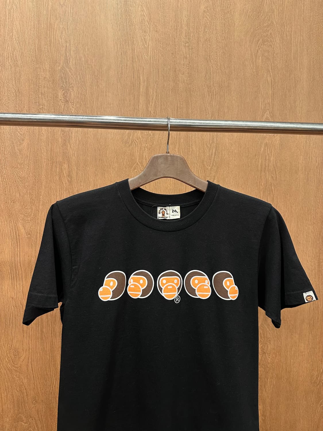 에이프 베이비마일로 베이직 반팔 티셔츠 로고 프린팅 디테일 블랙 상품이미지4