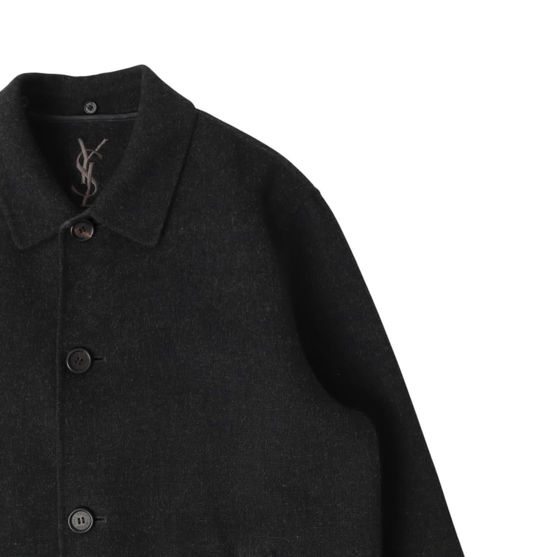 입생로랑 뿌르 옴므 챠콜 캐시미어 블렌드 울 하프 코트 상품이미지2
