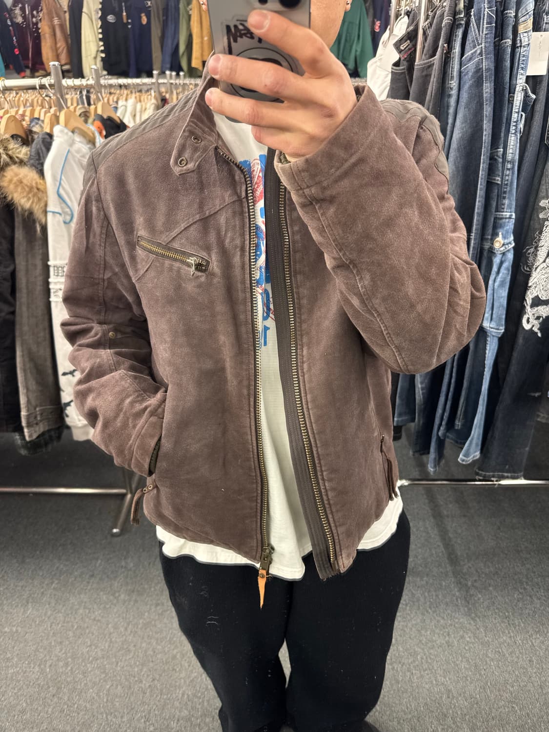 XL)BALL 빈티지 스웨이드 싱글 라이더 자켓 상품이미지1