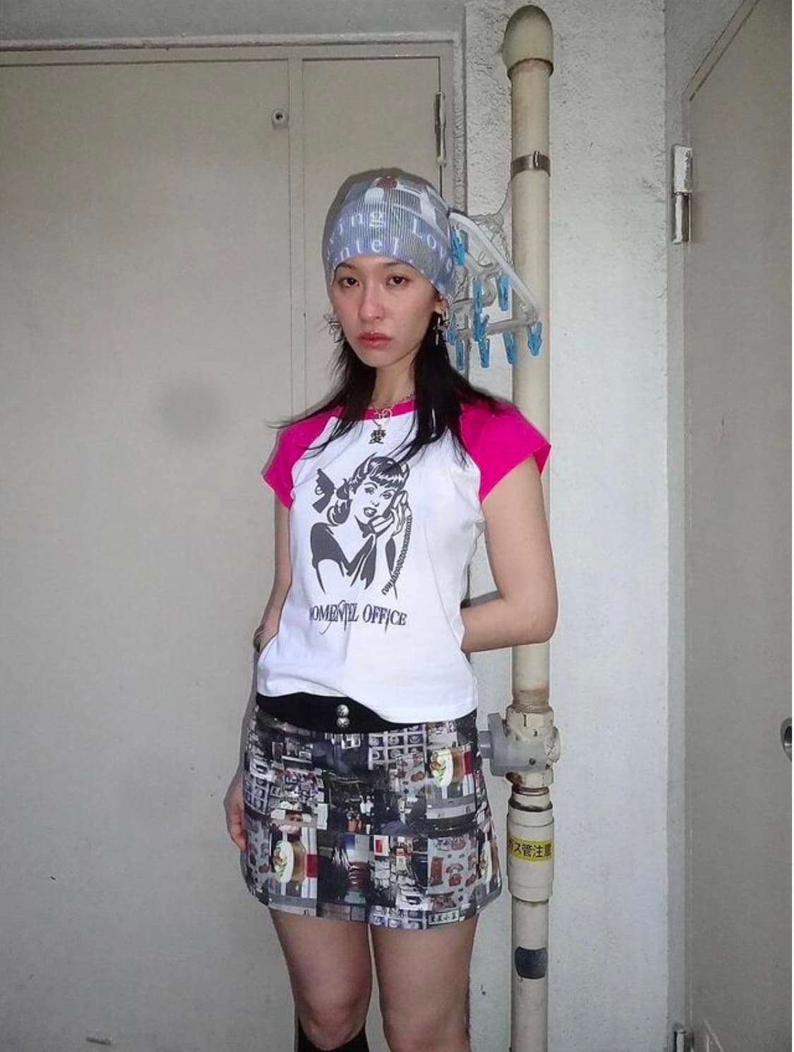 모멘텔 pink white nagrang t-shirt 상품이미지3