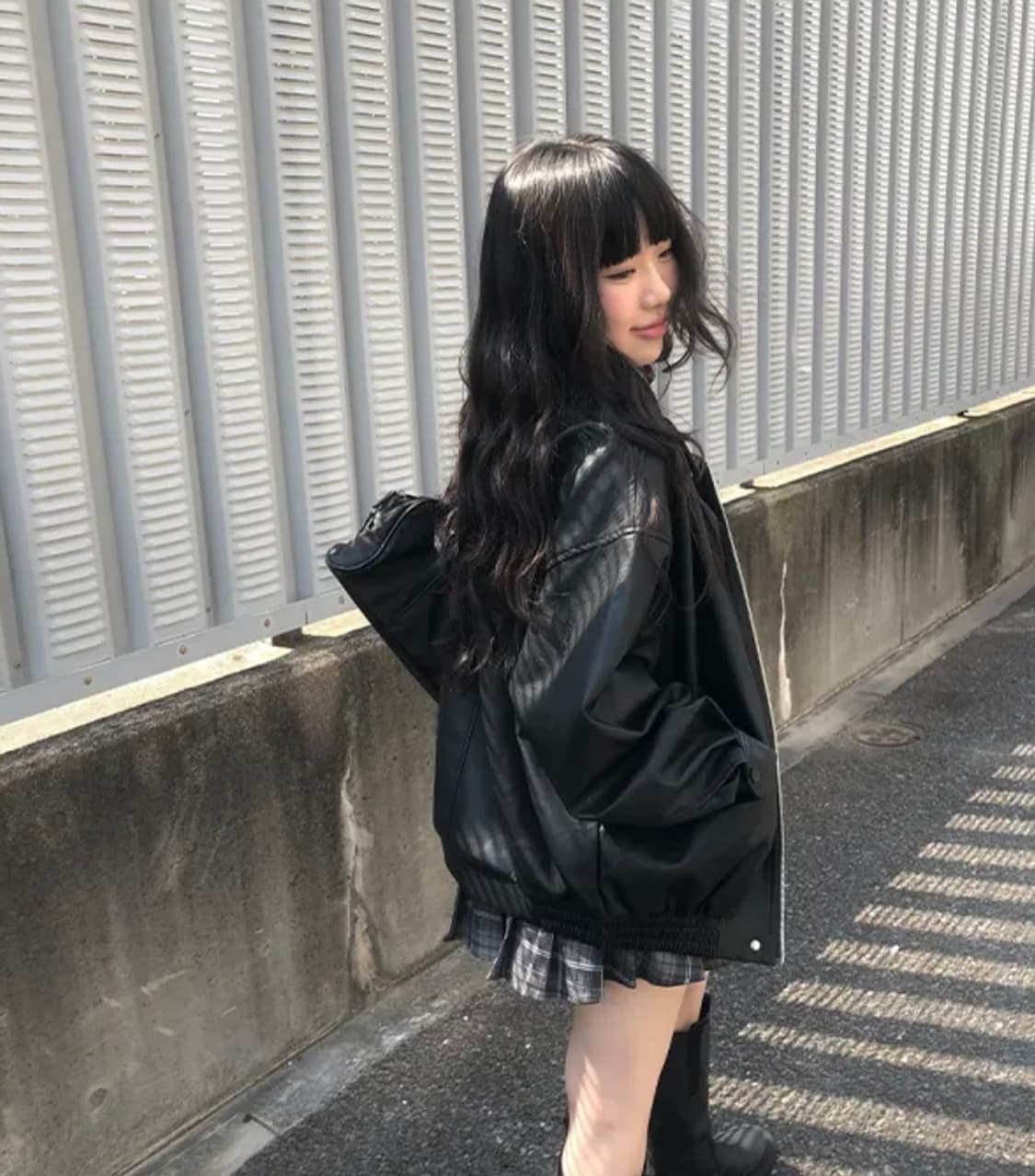 애니원모어 black 오버핏 가죽자켓 상품이미지1