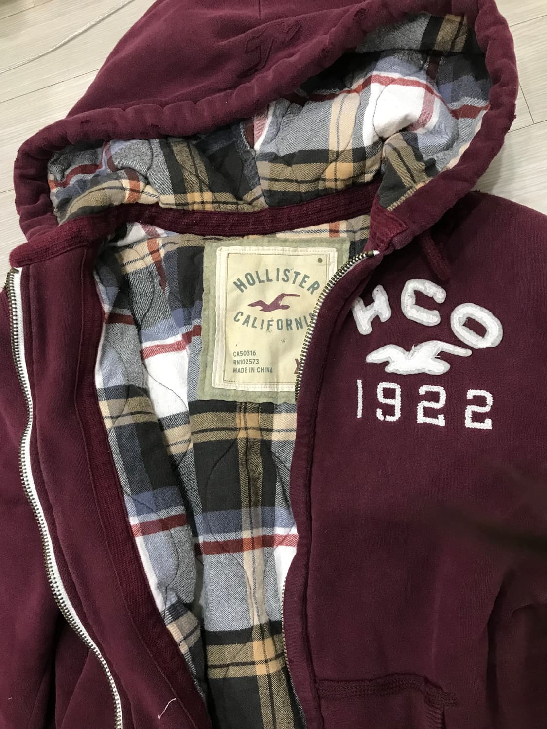 홀리스터 버건디 후드집업 상품이미지2