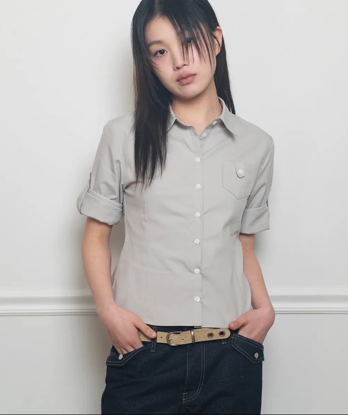 온스카 롤업 옥스포드 셔츠 (소프트 그레이) 상품이미지1