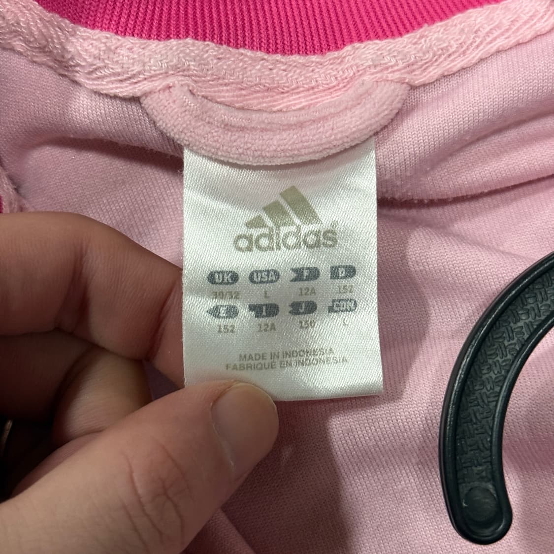 아디다스 자수 디테일 코튼 삼선 크롭 트랙탑 핑크 상품이미지5