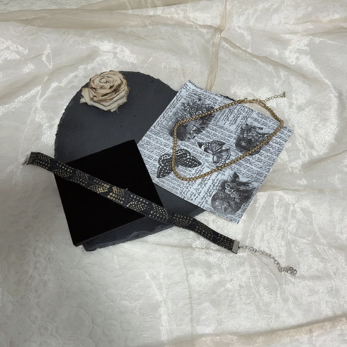 빈티지 고딕 데님 메탈 박스체인 목걸이세트 상품이미지2