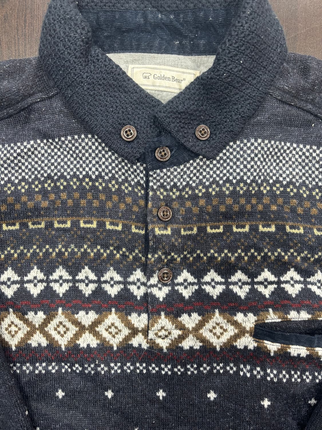 골든베어 패턴 니트 가디건 블랙 상품이미지6