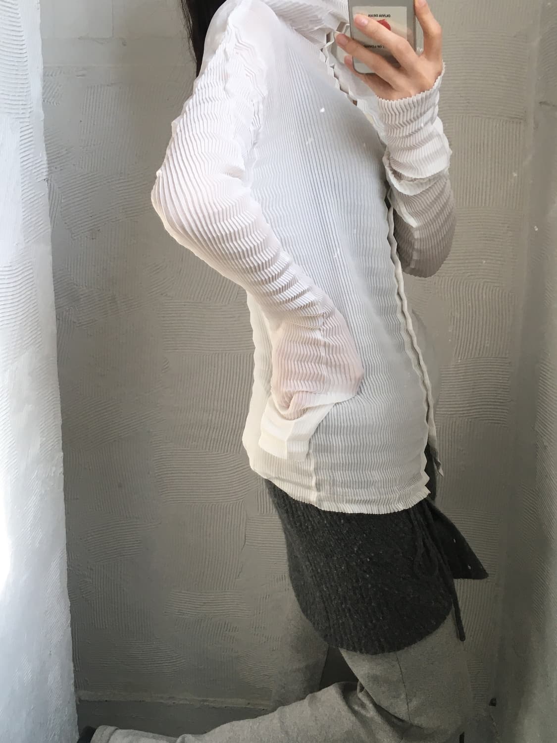 Issey Miyake 이세이미야케 화이트 플리츠 목폴라 셔츠  상품이미지2