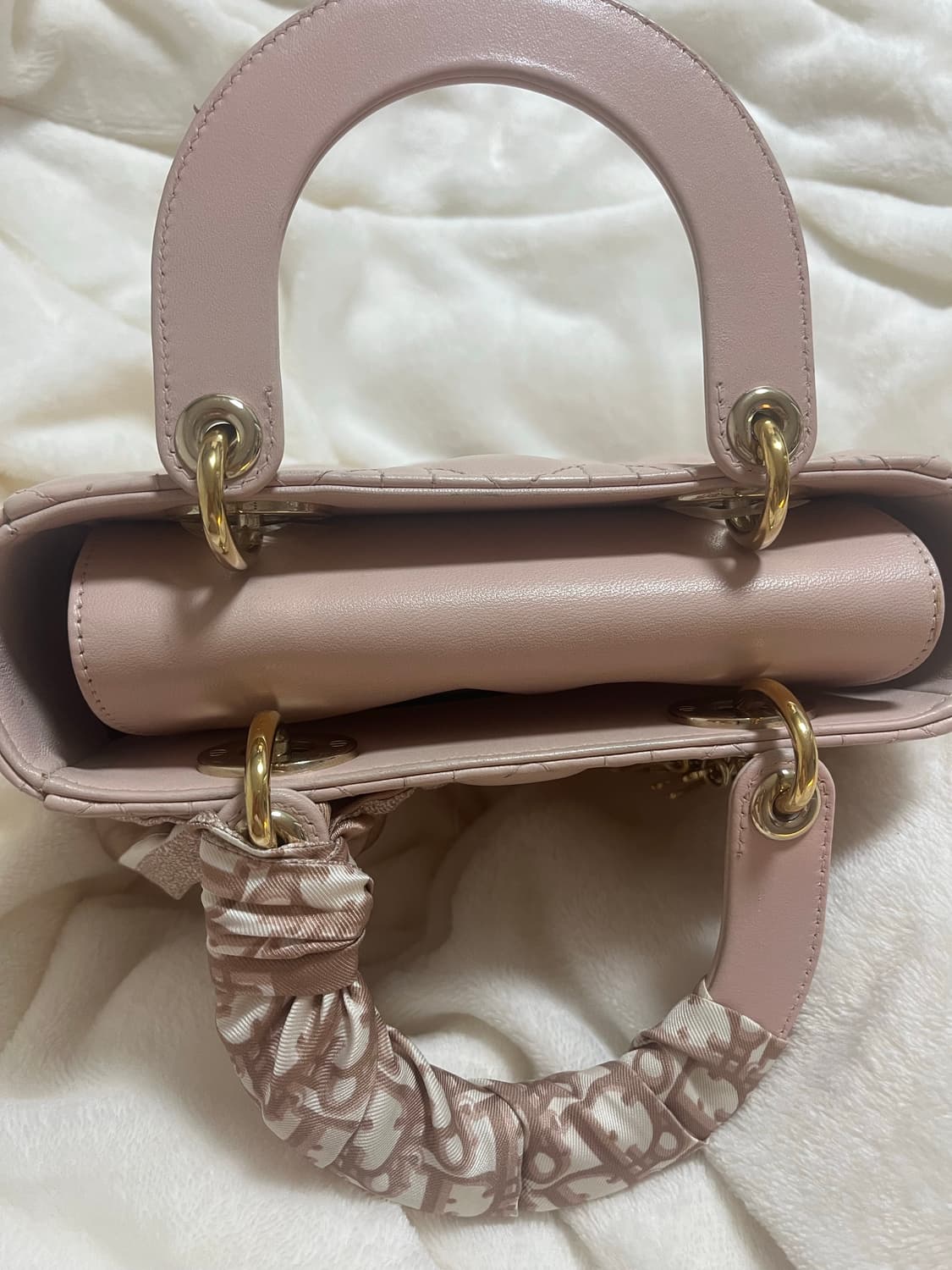 [정품] 레이디디올 스몰 디올 숄더백 가방 백 파우더핑크 미챠 스카프 상품이미지7