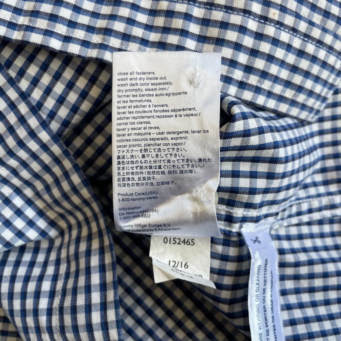 타미힐피거 네이비 깅엄체크 원포켓 긴팔 셔츠 XL 상품이미지6