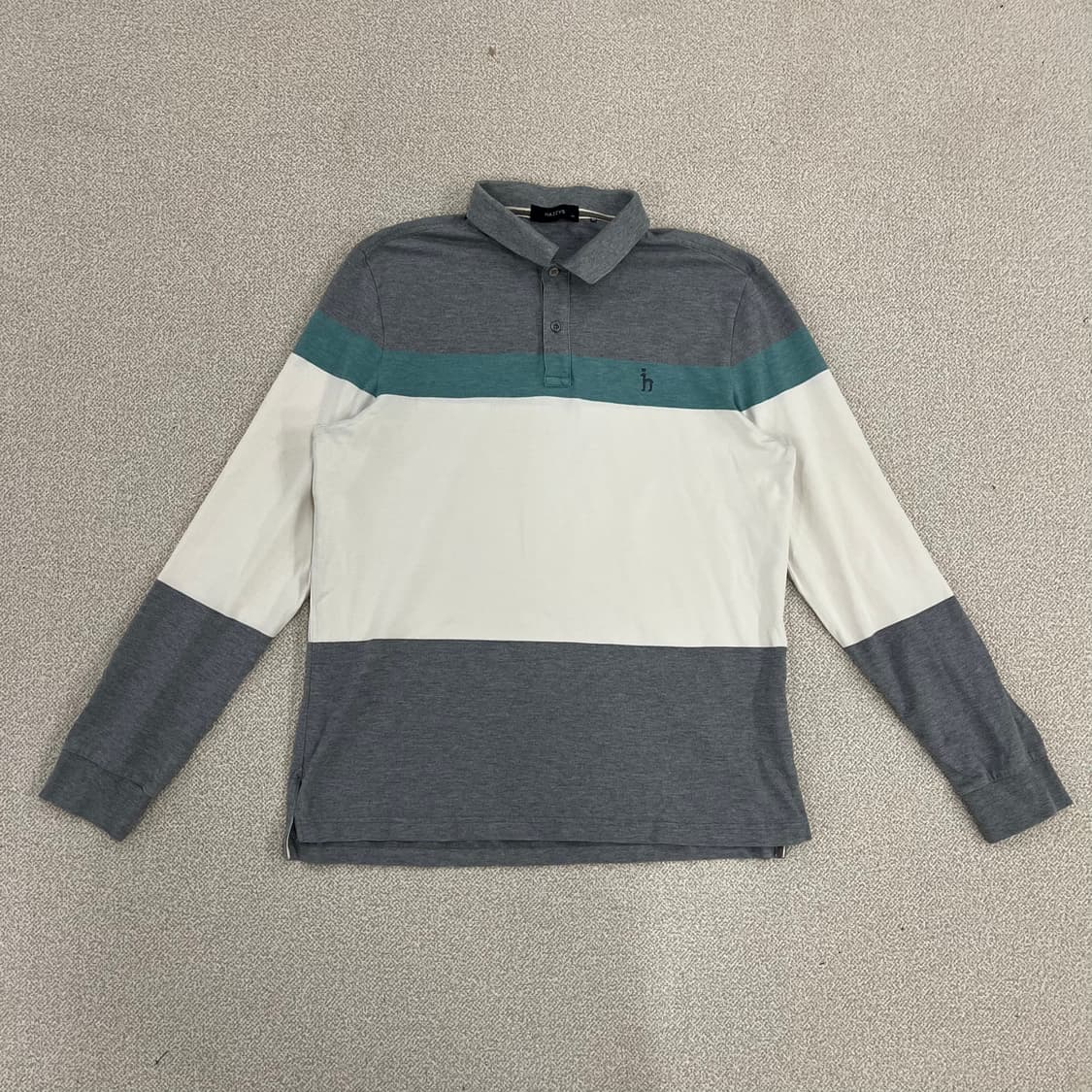 [105] 헤지스 컬러배색 코튼 긴팔 카라 티셔츠 0119M1 상품이미지1