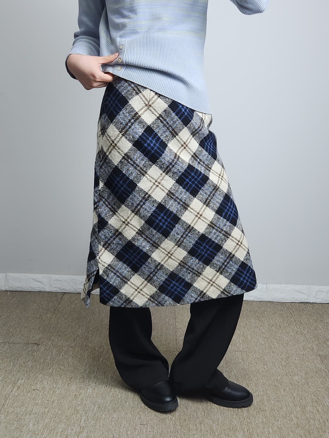 체크 울 스커트 상품이미지2