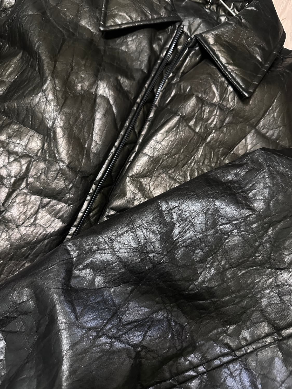 [S] 자라 크랭클 레더 패디드 자켓 상품이미지2