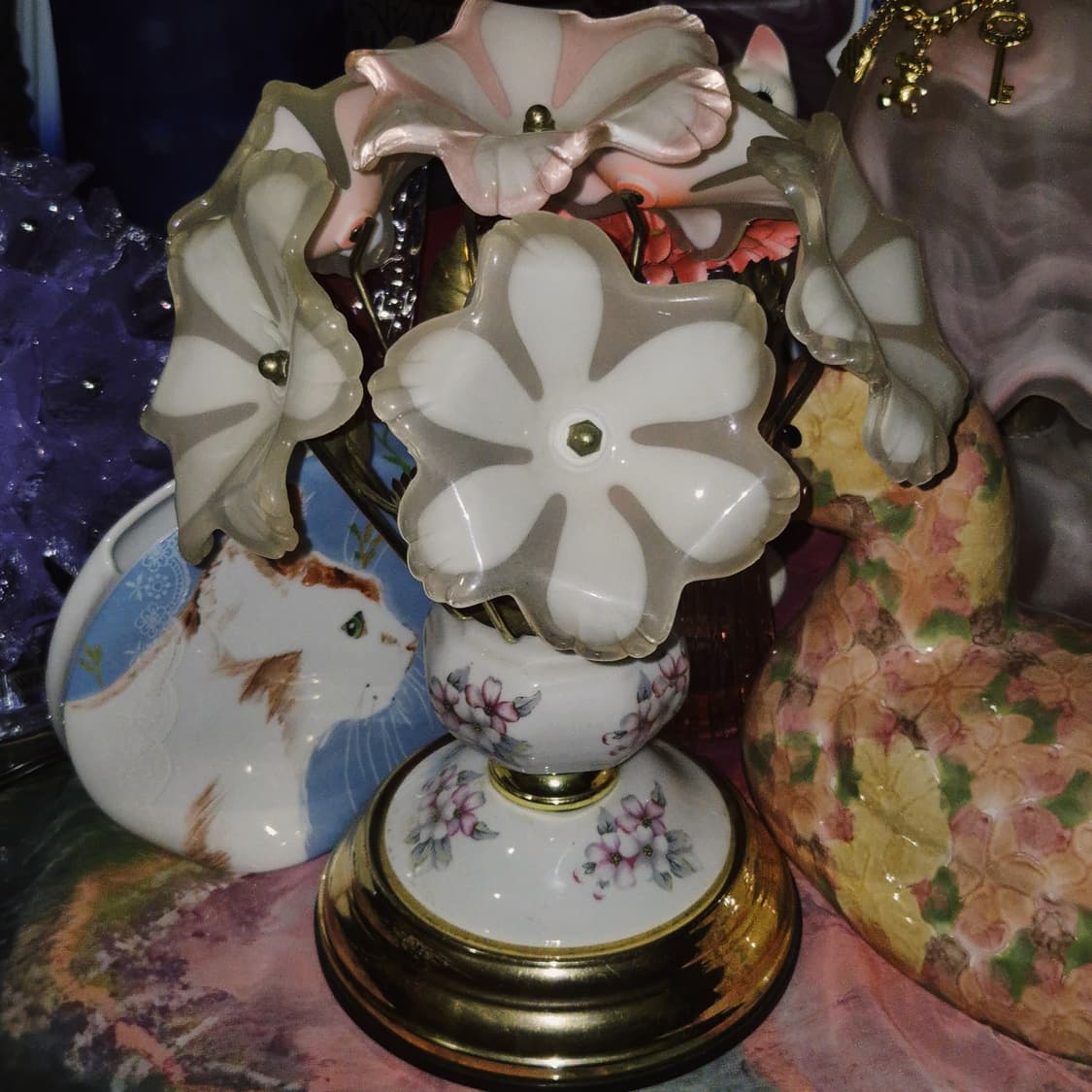 90s 레트로 핑크 꽃잎 부케 테이블 터치 램프 상품이미지10