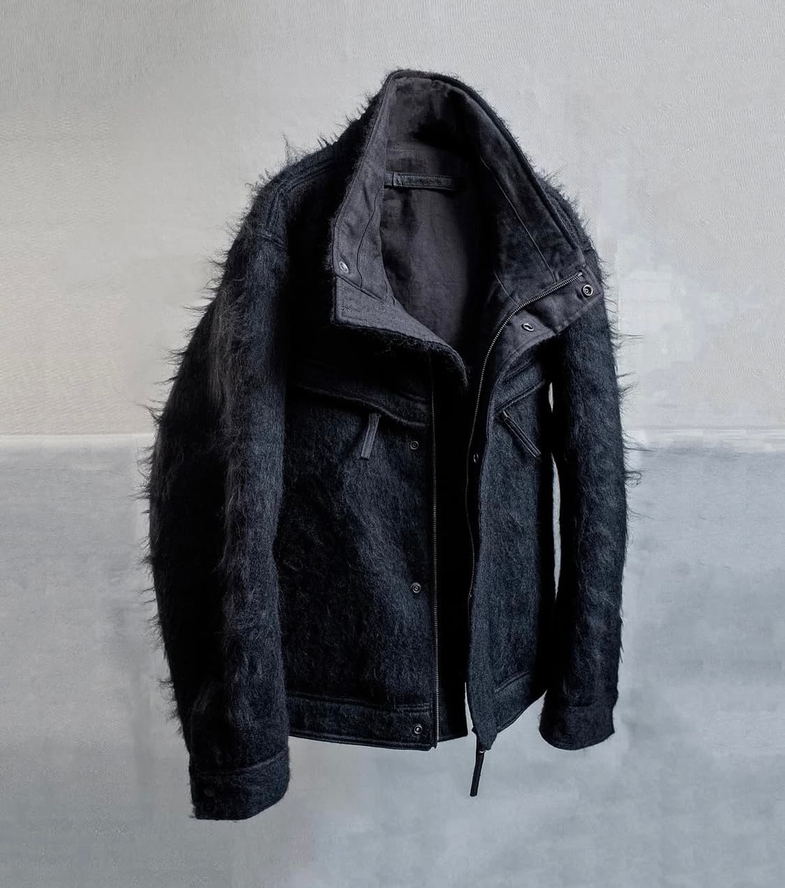 Blackmerle 블랙멀 사선 집 모헤어 자켓 상품이미지1