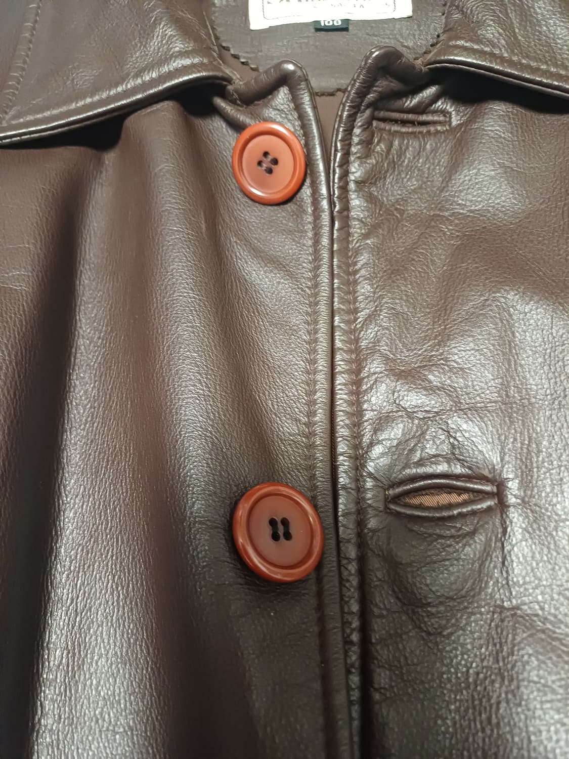 [VINTAGE] SH.LEATHER 리얼 카우하이드 4버튼 하프 코트 상품이미지6