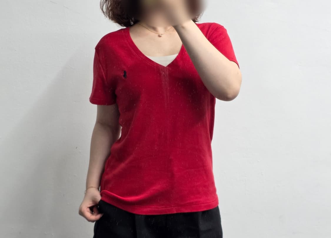 [프립]폴로 랄프로렌 브이넥 반팔티 레드 상품이미지2