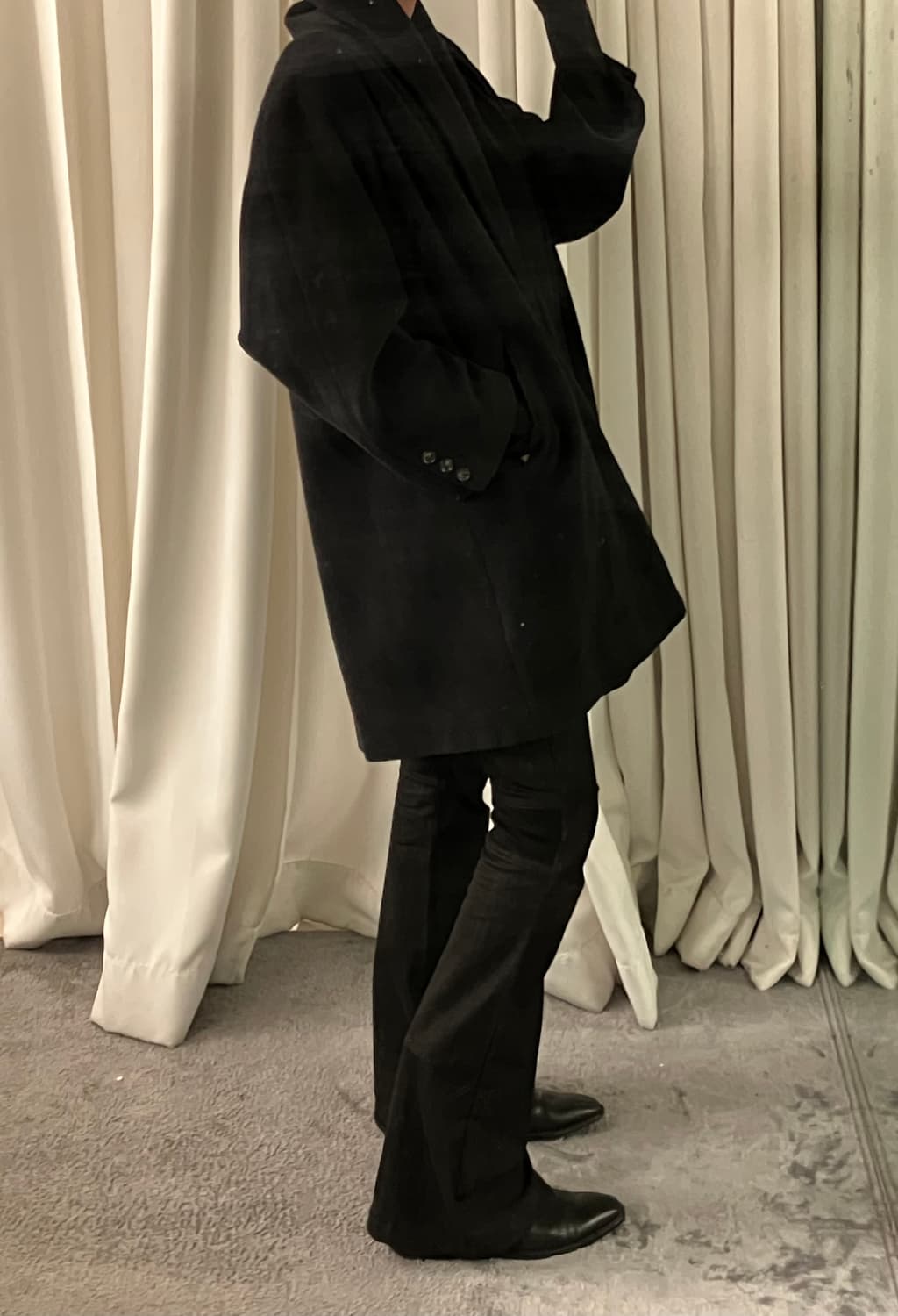 andre 블랙 숄칼라 하프코트 상품이미지6