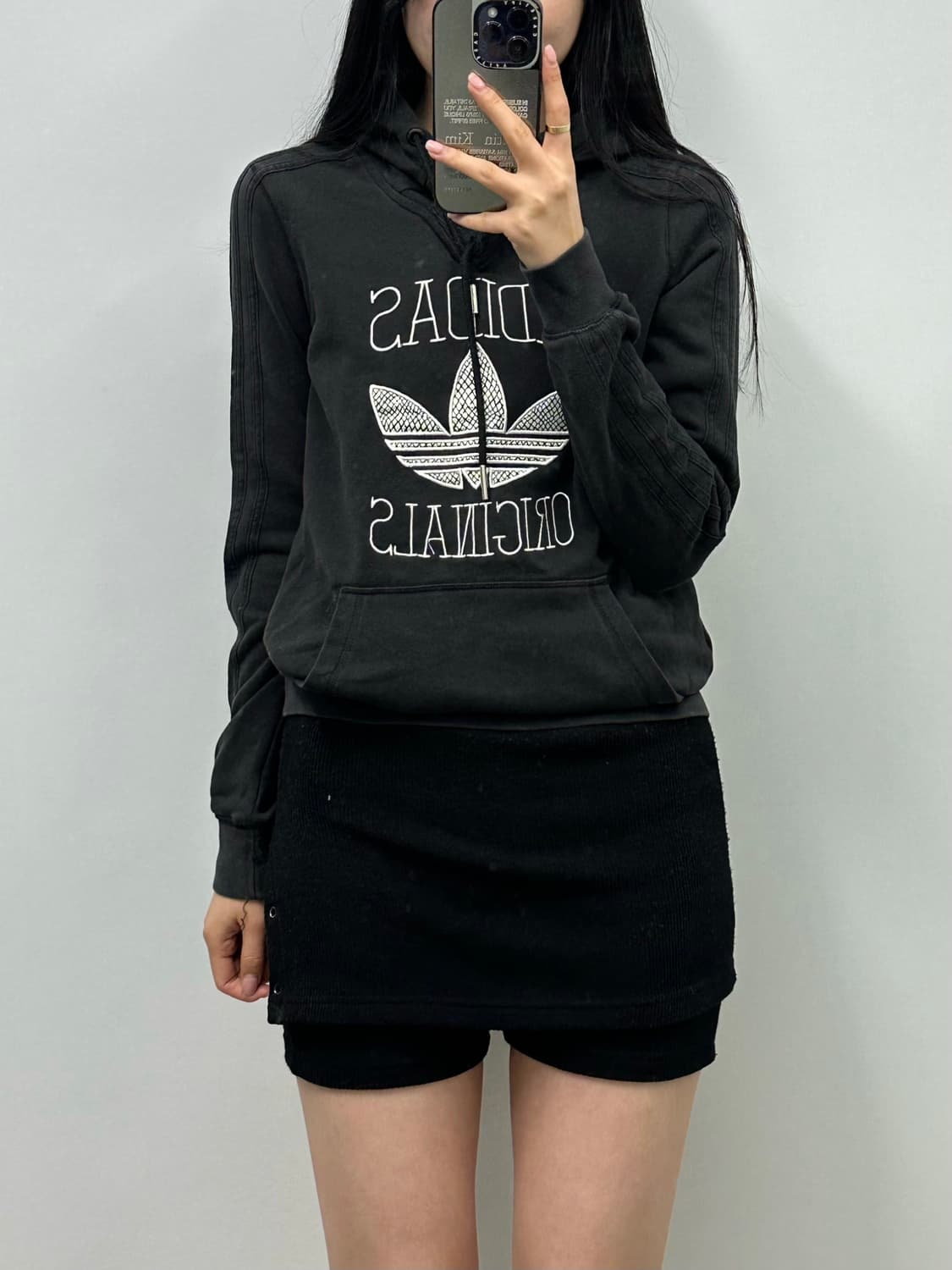 아디다스 트레포일 블랙 후드티 상품이미지1