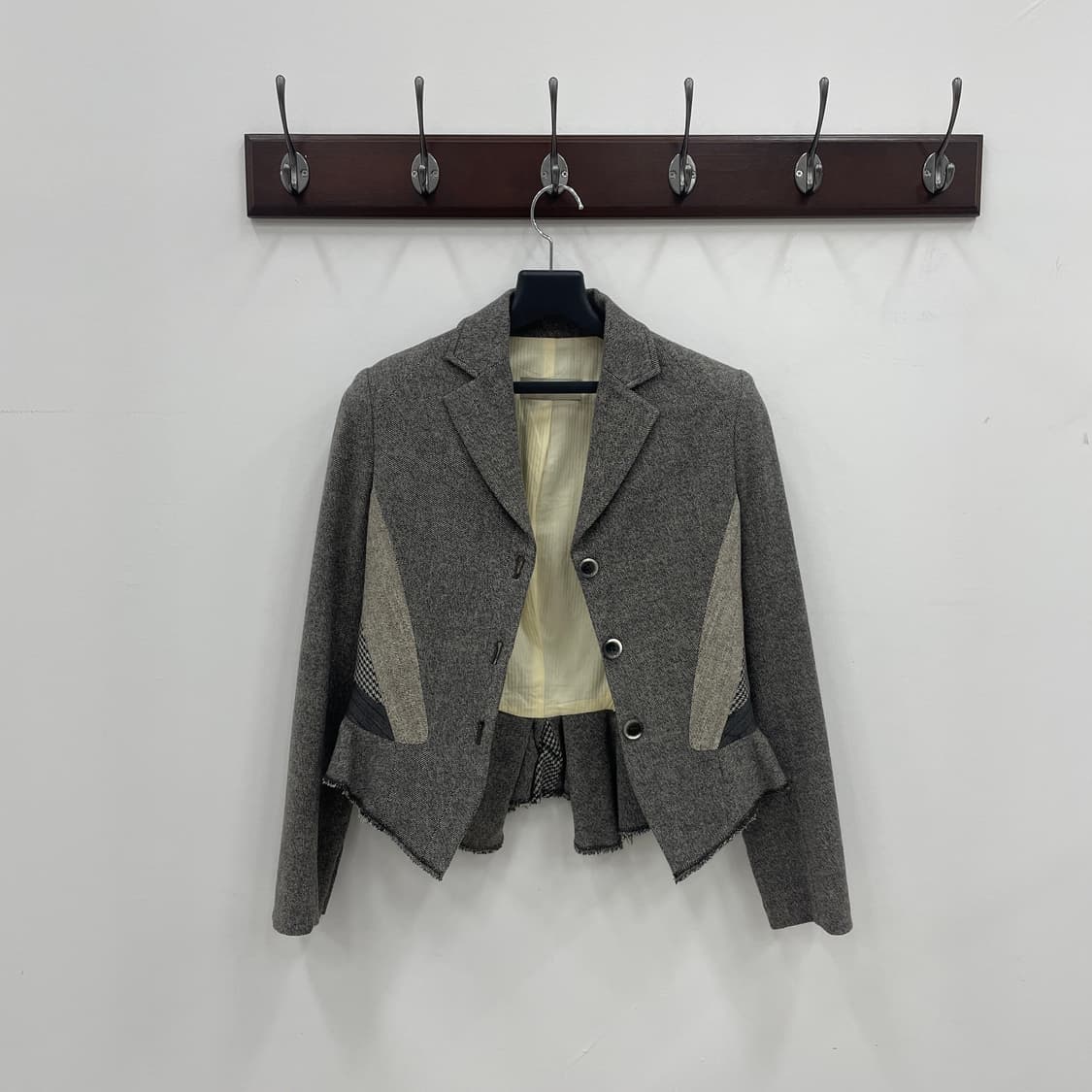 시스템 헤링본 체크 배색 클래식 자켓 상품이미지2