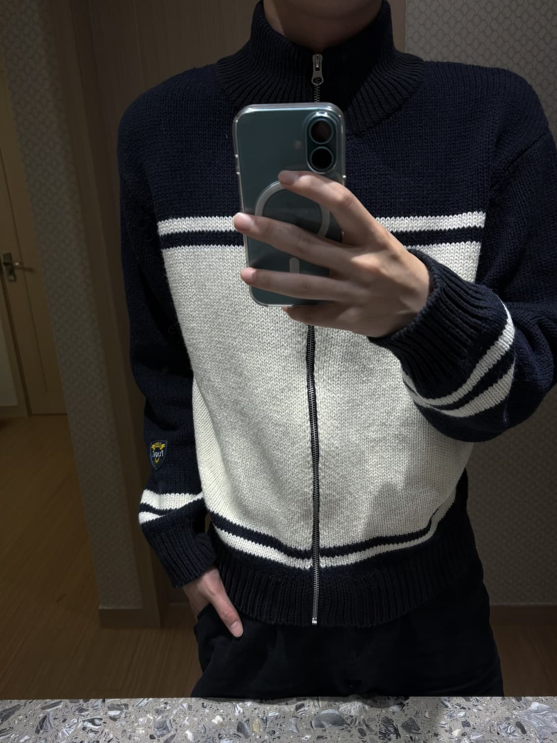 [M] 에잇세컨즈  풀 집업 니트 (베이지) 상품이미지2