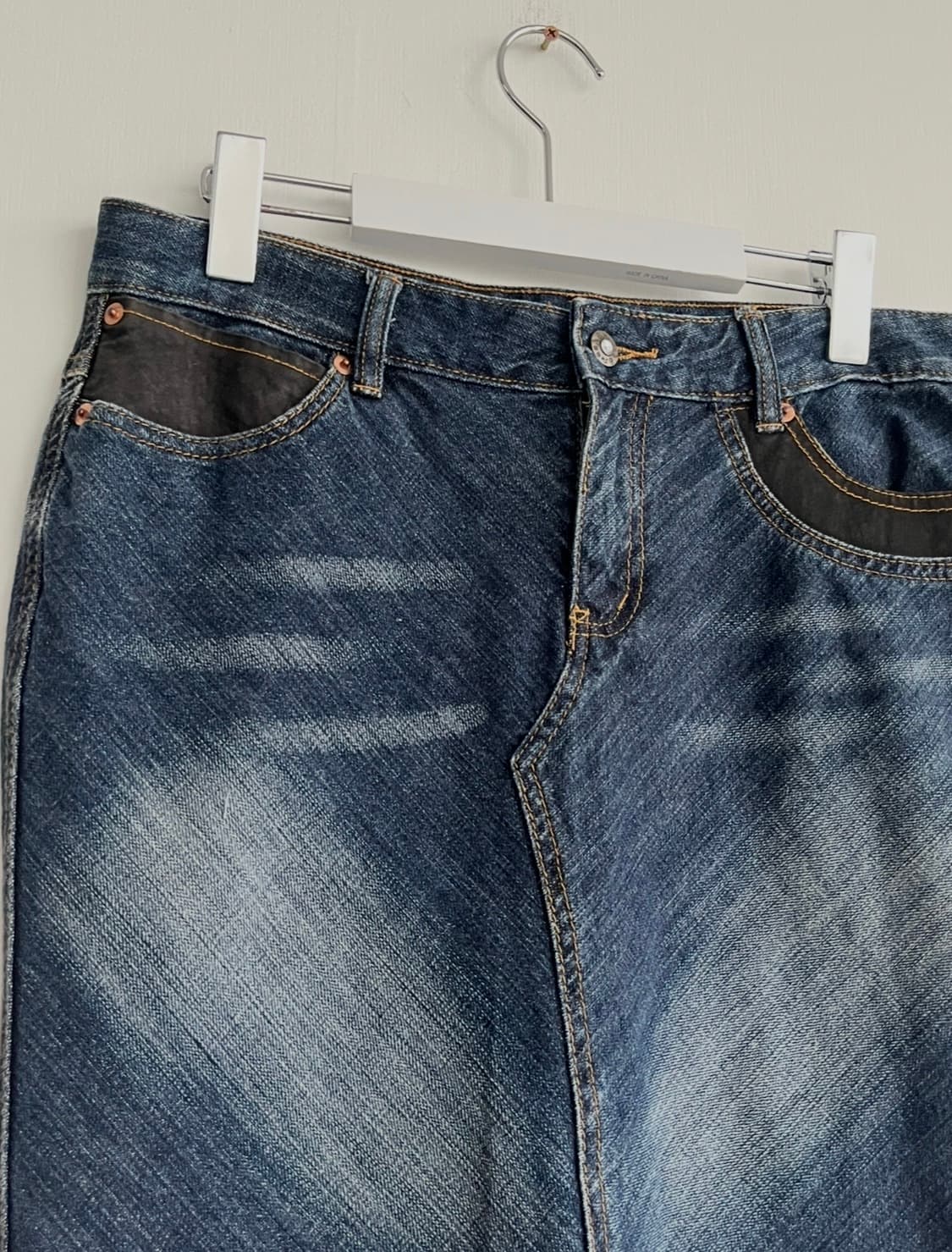  H.S.N 워싱 데님 미디 스커트  상품이미지6