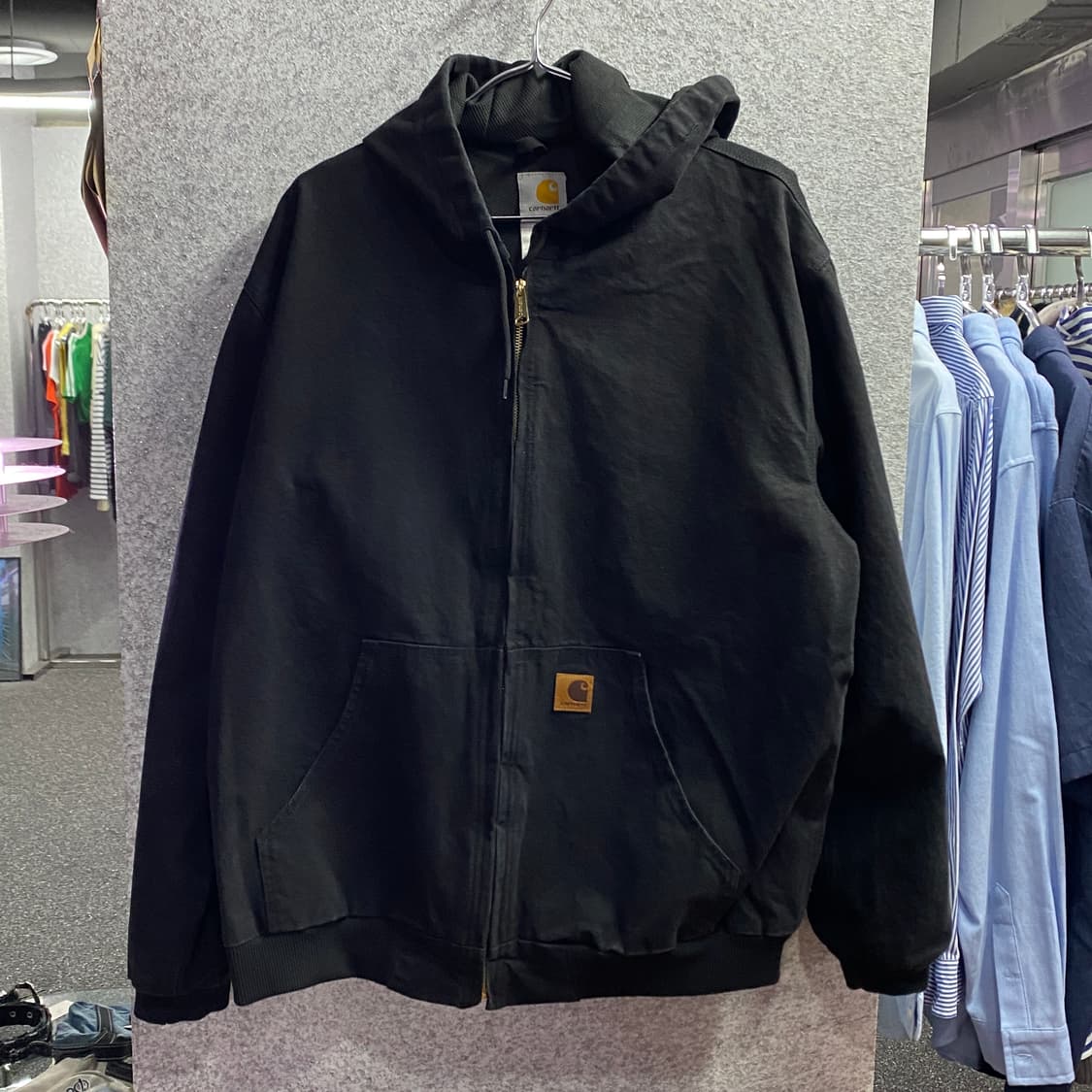 칼하트 블랙 덕 액티브 워크 후드 자켓 B3796 상품이미지2