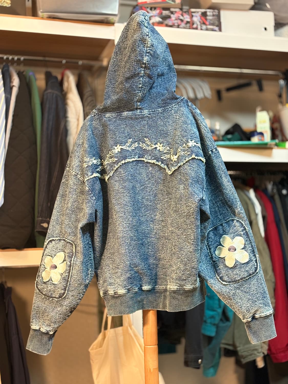 [택포] 펜필드 플라워 인디고 후드 집업 상품이미지3