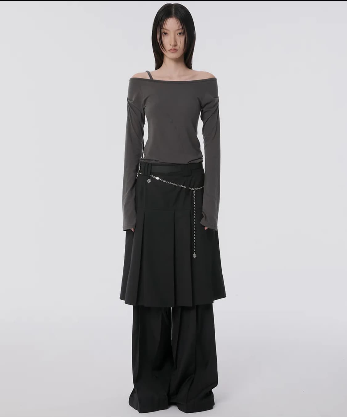 플레어업 Pleats Midi Skirt (Black) 1사이즈 상품이미지2