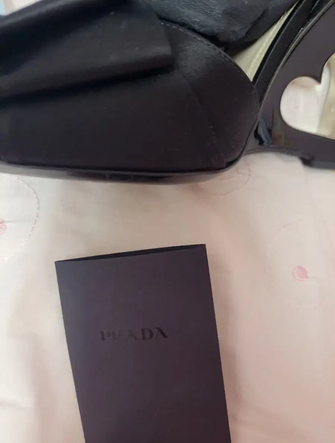 정품)새상품급처!프라다 리본 오픈하트 공주샌들 인형구두 슬링백 힐 선물용 상품이미지9